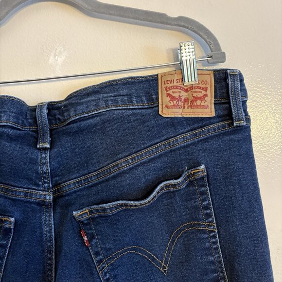 Levis Women Plus Sz 20W Dark Indigo Destructed Ribcage Straight Ankle Jeans - Picture 10 of 14